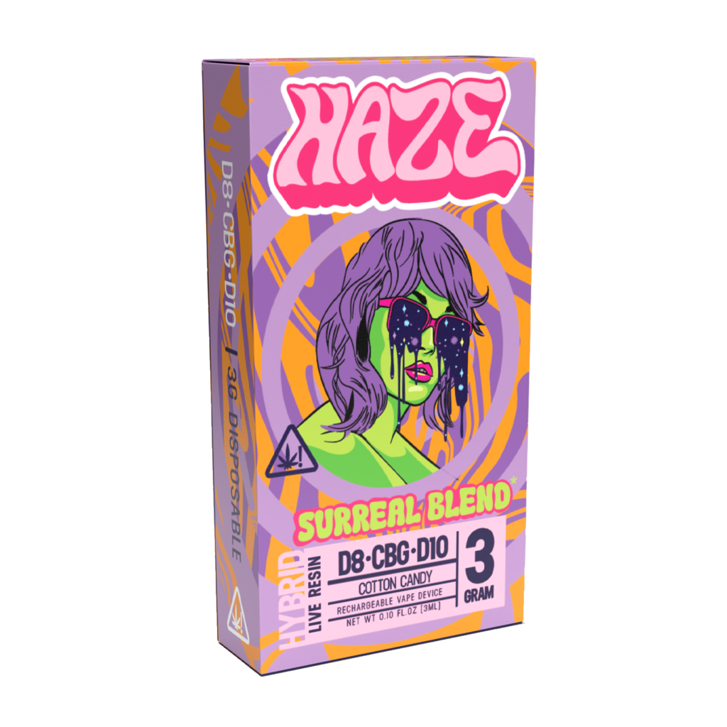 Haze Surreal Blend Live Resin Disposable Vape COTTON CANDY – 3 GRAMS